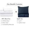 imageCalifornia Design Den 5 Piece Twin Size Bedding Bundle  3 Piece Twin XL Sheet Set 400 Thread Count 100 Cotton White  2 Piece Quilt Set Navy