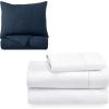 imageCalifornia Design Den 5 Piece Twin Size Bedding Bundle  3 Piece Twin XL Sheet Set 400 Thread Count 100 Cotton White  2 Piece Quilt Set Navy