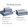 imageCalifornia Design Den Bedding Bundle  King Sheet Set with 4 Pillowcases 100 Egyptian Cotton Sateen Blue Hydrangea