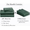 image6 Piece Full Size Sheet Set with 4 Pillowcases 400 Thread Count 100 Cotton Sateen Hunter Green