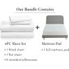 imageCalifornia Design Den 5 Piece Bedding Bundle  4 Piece Sheet Set 100 Cotton Sateen with 1 Mattress Pad Full White