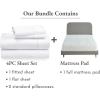 imageCalifornia Design Den 5 Piece Bedding Bundle  4 Piece Sheet Set 400 Thread Count 100 Cotton Sateen with 1 Mattress Pad Full White