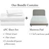 imageCalifornia Design Den 5 Piece Bedding Bundle  4 Piece Sheet Set 600 Thread Count 100 Cotton Sateen with 1 Mattress Pad Full White