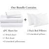 imageCalifornia Design Den 6 Piece Bedding Bundle 4 Piece Full Sheet Set 400 Thread Count 100 Cotton Sateen with 2 Standard Size Bed Pillows White