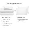 imageCalifornia Design Den 6 Piece Full Size Sheet Set with 4 Pillowcases  Soft 100 Cotton Sateen White