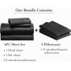imageCalifornia Design Den 6 Piece Full Size Sheet Set with 4 Pillowcases 400 Thread Count 100 Cotton Sateen Black