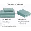 imageCalifornia Design Den 6 Piece Full Size Sheet Set with 4 Pillowcases 400 Thread Count 100 Cotton Sateen Teal