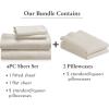 imageCalifornia Design Den 6 Piece Full Size Sheet Set with 4 Pillowcases 600 Thread Count 100 Cotton Sateen Ivory
