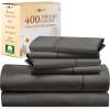 image6 Piece Full Size Sheet Set with 4 Pillowcases 400 Thread Count 100 Cotton Sateen Grey