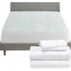 imageCalifornia Design Den 5 Piece Bedding Bundle  4 Piece Sheet Set 400 Thread Count 100 Cotton Sateen with 1 Mattress Pad Full White