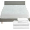imageCalifornia Design Den 5 Piece Bedding Bundle  4 Piece Sheet Set 600 Thread Count 100 Cotton Sateen with 1 Mattress Pad Full White