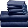 imageCalifornia Design Den 6 Piece Full Size Sheet Set with 4 Pillowcases  Soft 100 Cotton Sateen Navy Blue