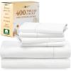 imageCalifornia Design Den 6 Piece Full Size Sheet Set with 4 Pillowcases 400 Thread Count 100 Cotton Sateen Antique White