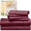 imageCalifornia Design Den 6 Piece Full Size Sheet Set with 4 Pillowcases 400 Thread Count 100 Cotton Sateen Burgundy Red