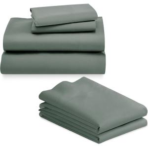 imageCalifornia Design Den 6 Piece Full Size Sheet Set with 4 Pillowcases 600 Thread Count 100 Cotton Sateen Sage Green