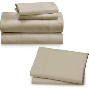 imageCalifornia Design Den 6 Piece Full Size Sheet Set with 4 Pillowcases Rayon from Bamboo Sateen Beige