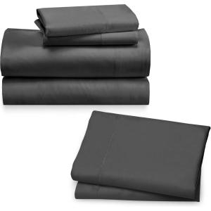 imageCalifornia Design Den 6 Piece Full Size Sheet Set with 4 Pillowcases Rayon from Bamboo Sateen Grey