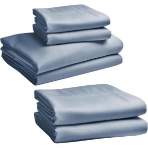 imageCalifornia Design Den Bedding Bundle  Full Sheet Set with 4 Pillowcases 100 Egyptian Cotton Sateen Blue Hydrangea