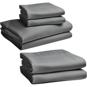 imageCalifornia Design Den Bedding Bundle  Full Sheet Set with 4 Pillowcases 100 Egyptian Cotton Sateen Grey