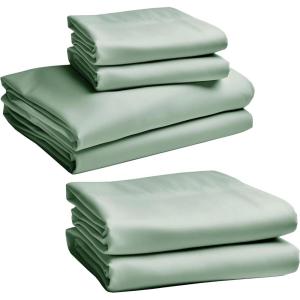 imageCalifornia Design Den Bedding Bundle  Full Sheet Set with 4 Pillowcases 100 Egyptian Cotton Sateen Sage Green