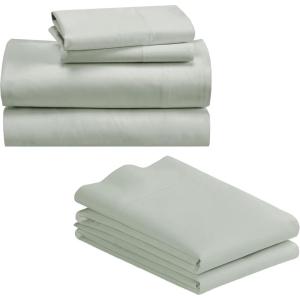 imageCalifornia Design Den Bedding Bundle  Full Sheet Set with 4 Pillowcases 500 Thread Count 100 Cotton Sateen Silver Sage