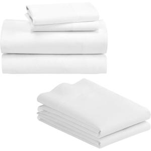 imageCalifornia Design Den Bedding Bundle  Full Sheet Set with 4 Pillowcases 500 Thread Count 100 Cotton Sateen White