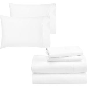 imageCalifornia Design Den Bedding Bundle  Full Sheet Set with 4 Pillowcases 800 Thread Count 100 Cotton Sateen White