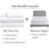 imageCalifornia Design Den 4 Piece Bedding Bundle  3 Piece Sheet Set 400 Thread Count 100 Cotton Sateen ampamp 1 Mattress Topper Twin White