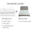 imageCalifornia Design Den 4 Piece Bedding Bundle  3 Piece Sheet Set 600 Thread Count 100 Cotton Sateen with 1 Mattress Pad Twin White