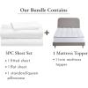 imageCalifornia Design Den 4 Piece Bedding Bundle  3 Piece Sheet Set 600 Thread Count 100 Cotton Sateen with 1 Mattress Topper Twin White