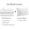imageCalifornia Design Den 4 Piece Bedding Set  3 Piece Twin Sheet Set 100 Cotton Sateen with 1 Queen Luxury Pillow White