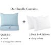 imageCalifornia Design Den 5 Piece King Size Bedding Bundle  3 Piece Quilt Set Blue  2 Pack Bed Pillows White