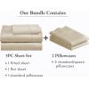 imageCalifornia Design Den 5 Piece Twin Size Sheet Set with 3 Pillowcases 400 Thread Count 100 Cotton Sateen Beige