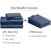 imageCalifornia Design Den Bedding Bundle  King Sheet Set with 4 Pillowcases 500 Thread Count 100 Cotton Sateen Navy Blue