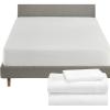 imageCalifornia Design Den 4 Piece Twin Size Sheet Set and Waterproof Mattress Protector Bundle  600 Thread Count 100 Cotton Sateen 3 Piece Sheet Set with 1 Mattress Protector White
