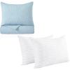 imageCalifornia Design Den 5 Piece King Size Bedding Bundle  3 Piece Quilt Set Blue  2 Pack Bed Pillows White