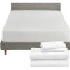 imageCalifornia Design Den 5 Piece King Size Sheet Set and Waterproof Mattress Protector Bundle  600 Thread Count 100 Cotton Sateen 4 Piece Sheet Set with 1 Mattress Protector White