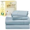 imageCalifornia Design Den 5 Piece Twin Size Sheet Set with 3 Pillowcases 400 Thread Count 100 Cotton Sateen Sky Blue