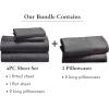 image6 Piece King Size Sheet Set with 4 Pillowcases  Soft 100 Cotton Sateen Grey