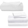imageCalifornia Design Den 5 Piece King Size Bedding Bundle  4 Piece Sheet Set 400 Thread Count 100 Cotton Sateen with 1 Cotton Bed Blanket White
