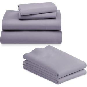 imageCalifornia Design Den 6 Piece King Size Sheet Set with 4 Pillowcases 600 Thread Count 100 Cotton Sateen Lavender