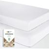 image100 Organic Cotton Crib Sheets for Boys or Girls Set of 2 Fitted Sheets Cooling ampamp Softest Baby Crib Sheets for Girl Crib Mattress Sheet or Toddler Bed Sheets Percale Weave WhiteBright White
