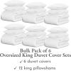 imageCalifornia Design Den Bulk Pack of 6 Oversized King Duvet Cover Sets  400 Thread Count 100 Cotton Sateen Case Includes 6 Duvet Covers and 12 Pillow Shams White01  White
