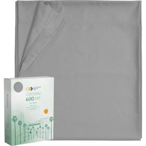 image100 Pure Cotton Flat Sheet  600 Thread Count Soft and Crisp Breathable Hotel Luxury Top Sheet Only Ultra Premium Sateen Weave  Blush Pink California King SizeLight Gray