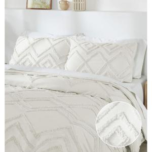 imageCalifornia Design Den Bulk Pack of 6 Oversized King Duvet Cover Sets  400 Thread Count 100 Cotton Sateen Case Includes 6 Duvet Covers and 12 Pillow Shams WhiteCream Boho Tufted