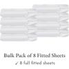 imageCalifornia Design Den Bulk Pack of 8 Full Size Fitted Sheets Only  100 Organic Cotton Percale Weave White