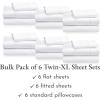 imageCalifornia Design Den Bulk 6Pack California King Sheet Sets  400 Thread Count 100 Cotton Sateen Deep Pocket Cal King Sheets Cooling Sheets Soft California King Sheets White Sheets01  White