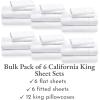 imageCalifornia Design Den Bulk 6Pack California King Sheet Sets  400 Thread Count 100 Cotton Sateen Deep Pocket Cal King Sheets Cooling Sheets Soft California King Sheets White Sheets01  White