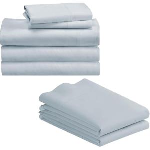 imageCalifornia Design Den Bedding Bundle  Split King Sheet Set with 4 Pillowcases 500 Thread Count 100 Cotton Sateen Light Blue