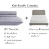 image4 Piece Twin XL Size Stripped Sheet Set Lavendar and Waterproof Mattress Protector White Bundle  500 Thread Count 100 Cotton Sateen 3 Piece Sheet Set with 1 Mattress Protector
